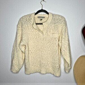 vtg 1980s beige pullover henley sweater textured knit Joan Harper size 8 acrylic